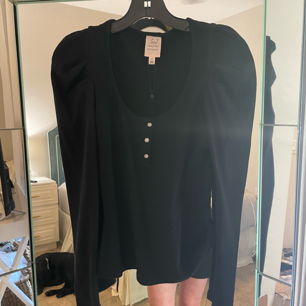 Cinq a sept button detail knit shirt